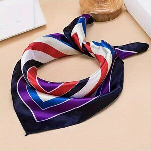 NWT - Elegant Striped Print Square Scarf (SKU 0295)